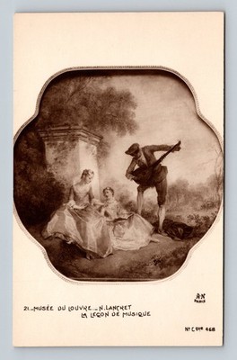 N. Lancret La Leçon de Musique Louvre Museum Rococo Art Postcard France
