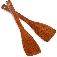 Wooden Spatula Set 2PCS Natural Wood Cooking Utensil for Non Stick Cookware Flat