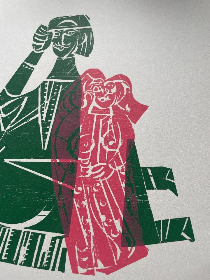 HAP Grieshaber, "Ungleiches Paar" Farbholzschnitt - Bild 2 von 2