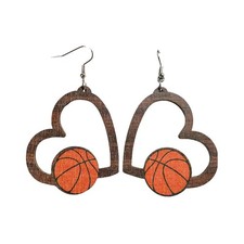 Sport Earrings for Women Dainty Rugby Baseball Basketball Wooden Drop Dangle Ear