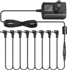 Guitar Pedal Power Supply AC Wall Charger Adapter DC 9V 1A 1000Ma Tip Negative 8