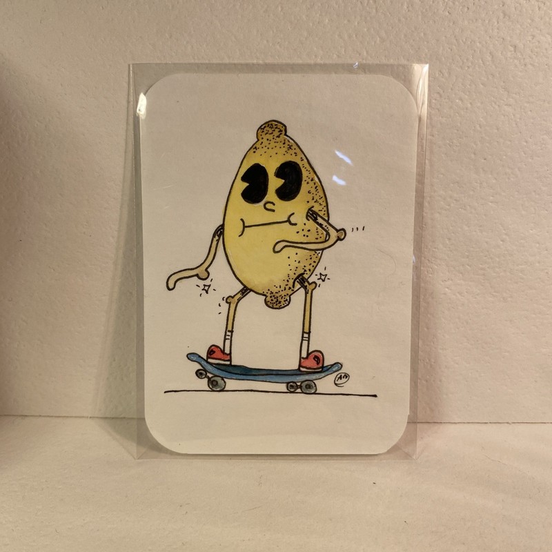 aceo original painting Watercolor Amphomorphic Foods Lemon Head