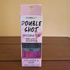 WEWELL Face Serum Double Shot Hydrate essence collagen Rose 1.69 oz NIB!