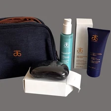Arbonne Mens Skincare Set Cleansing Milk RE9 After Shave Lotion Soap Set 3
