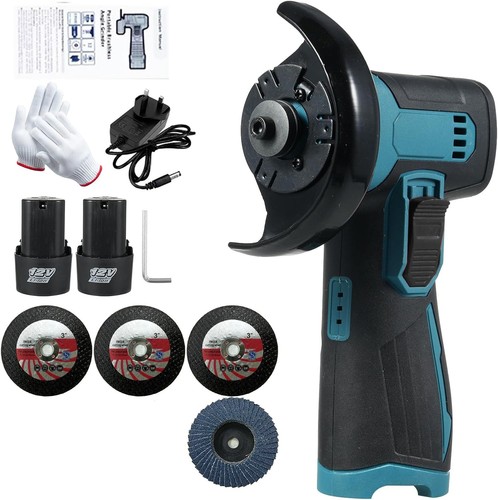 12V Mini Akku Winkelschleifer Polieren mit 4 Scheiben + 2 Akku & Ladegerät