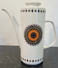 Vintage J&G Meakin Studio Coffee Pot Orange Geometric Mid Century England