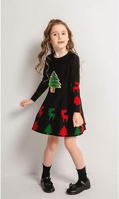 Smiling Pinker Mädchen Weihnachten Xmas Strickkleid Größe 160 cm Alter 9-10 schwarz