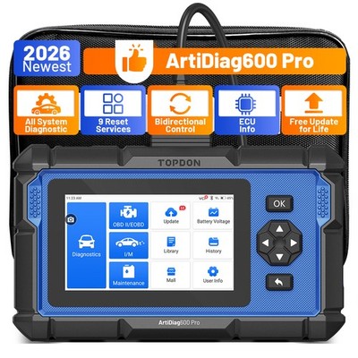 TOPDON ArtiDiag600PRO All System OBD2 Scanner 9 Reset ABS Bleeding Lifetime Free
