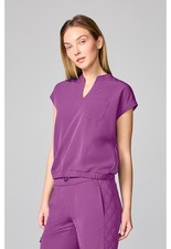 Scrubs Women's Healing Hands 360 HH00014 Mandarin Collar Top Plum Violet PLVT