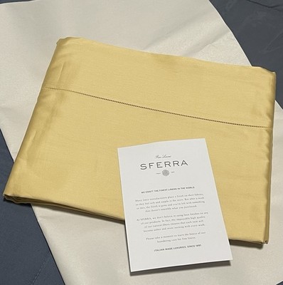 SFERRA $518 Giotto Full/Queen Flat Sheet Extra Long Staple Cotton 96x114  Honey