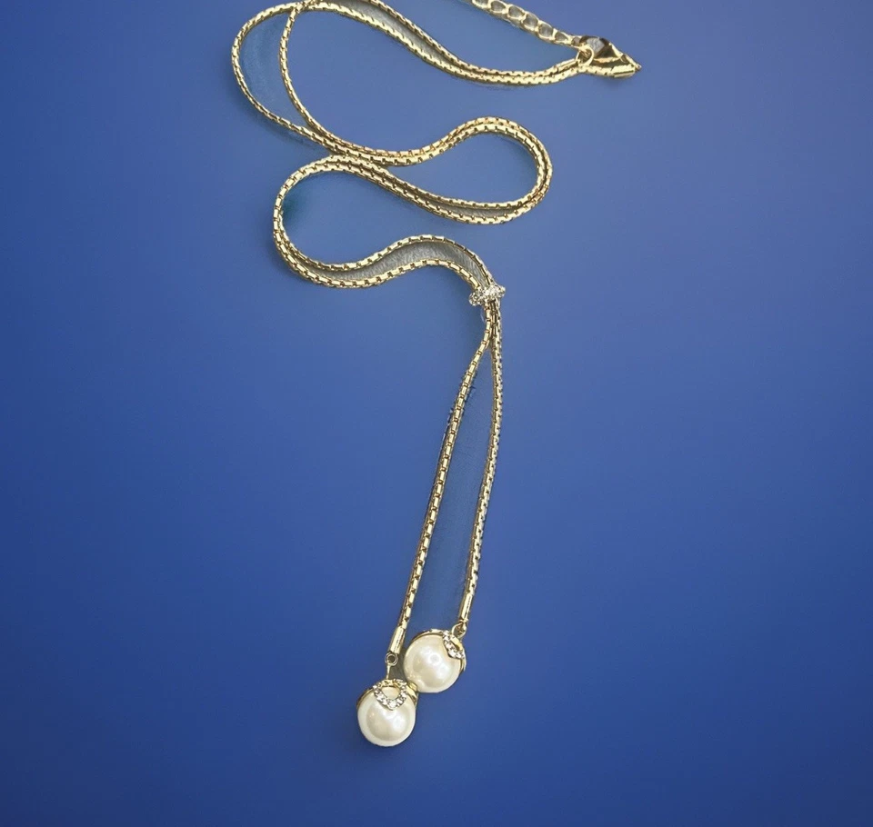 Charter Club Tono Dorado Imitación Perla Estrás Lariat, Bolero Gota Collar 28” Foto 2 de 4