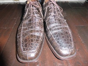David Eden Mens Crocodile Leather Lace Up Oxford Dress Shoes Split Toe Size 10