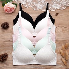 Girls' Lightly Padded Wirefree Top BH Teenage Underwear Training Bras Cotton Bra