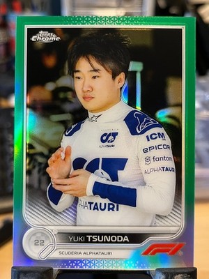 2023 Topps Chrome Formula 1: Yuki Tsunoda Green Refractor 97/99 Karte '#62