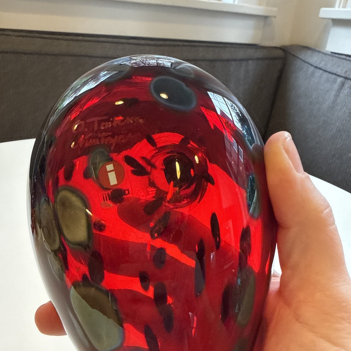 Iittala Birds by Toikka Ruby Red Art Glass Bird, Signed O. Toikka