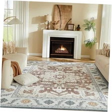 5x7 Area Rug for Living Room, Machine Washable Area Rugs, Super Soft Faux-Wool 