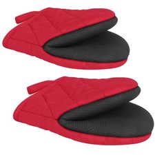 1 Pair Short Oven Mitts, Silicone Kitchen Oven Mitts Mini Heat Resistant for ...