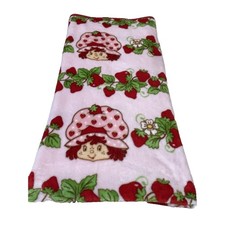Strawberry Shortcake Fleece Blanket Baby Toddler Pink Red Trim Soft 38x48