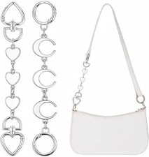 2 Pcs Purse Extender Chain Silver Bag Extender Chain, Heart Moon Purse Strap