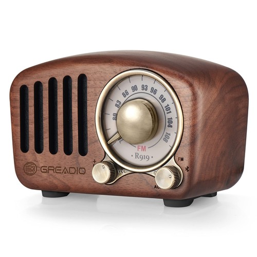 Vintage Radio Retro Bluetooth Speaker Walnut Wooden FM Radio with Old Fashion...