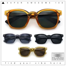 Polarized Iconic Thick Bevel Horn Rim Rectangular Hipster Sunglasses