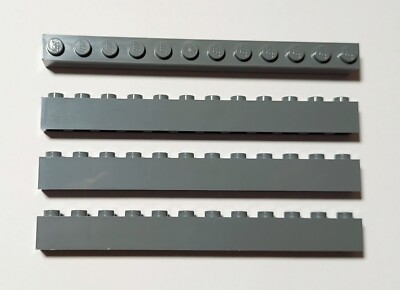 4 Stück Lego 6112 1x12 Baustein Brick   Dark Bluish Gray Dunkelgrau   Neu