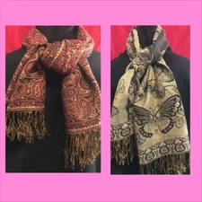JACQUARD  PASLEY WOMEN'S PASHMINA SCRAF SHAWL WRAPS  PAISLEY DESIGN CASMERE SILK