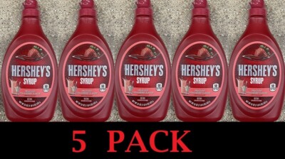 5x Hershey's Delicious STRAWBERRY Flavor Syrup 22 Oz Bottle - FATE FREE - 5 PACK
