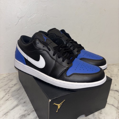 Size 8 Nike Air Jordan 1 Low Black Royal Toe 2024 Blue White Rare