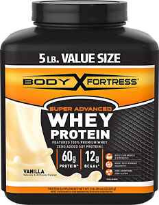 Body Fortress Super Advanced Whey Protein Powder, Gluten Free, Vanilla, 5 Lbs