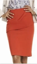 CAbi Pencil Skirt Womens 4 Overlay Turmeric Orange Knee Length Style 3099 New