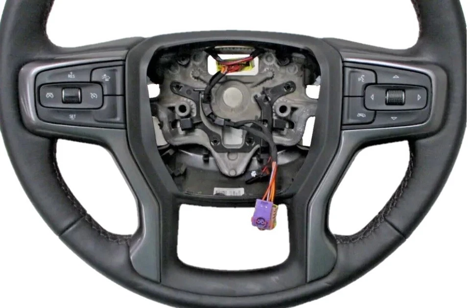 Volante OEM 19-23 Chevy Silverado Tahoe Suburban GMC cuero negro gris Foto 2 de 4