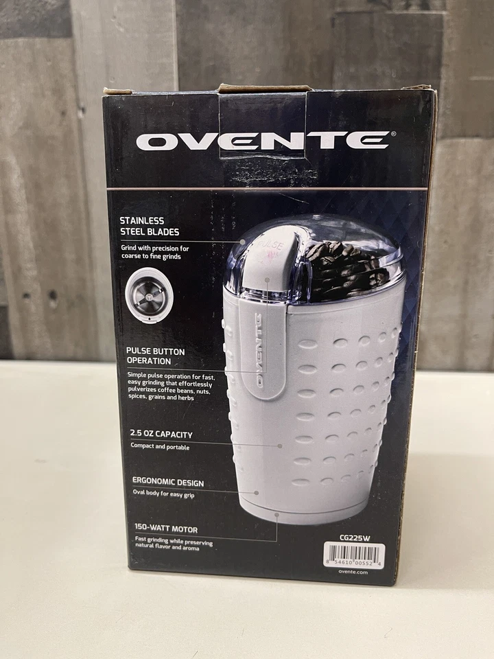 Molinillo de café eléctrico pequeño Ovente de 2,5 onzas portátil y compacto CG225W Foto 4 de 4