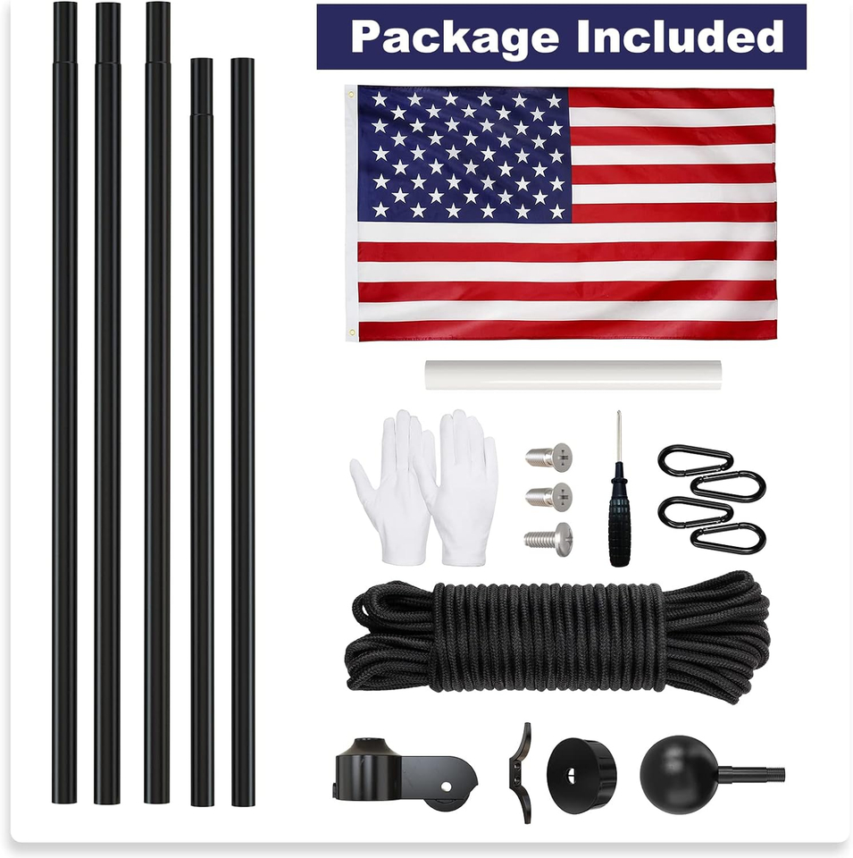 20FT Residential Flag Pole Kit,14Gauge Aluminum,Thick Heavy Duty in