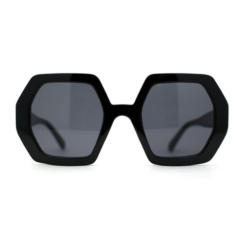 Womens Squared Thick Plastic Mod Hexagon Sunglasses - Picture 15 of 17