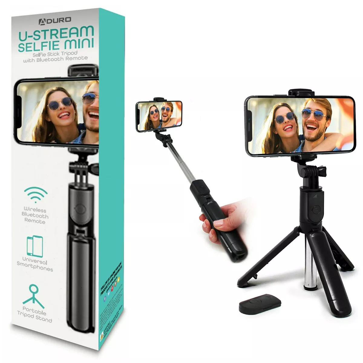 Aduro U Stream Mini Selfie Stick Tripod w Wireless Remote Phone Holder