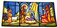 Vtg Needlepoint Holy Family Nativity Scene Christmas Wall Decor Complete 20  x10"
