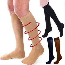 20-30 mmHg Moderate Compression Socks Leg Calf Relief 3x Closed Toe Stockings US