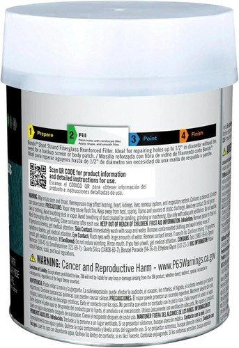 Bondo® Short Strand Fiberglass Reinforced Filler SS-PT-ES, 21 oz Repair Holes - Picture 2 of 16