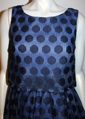 BETSEY JOHNSON Navy Blue Polka Dot Dress 6 Pleated Skirt Sleeveless | eBay