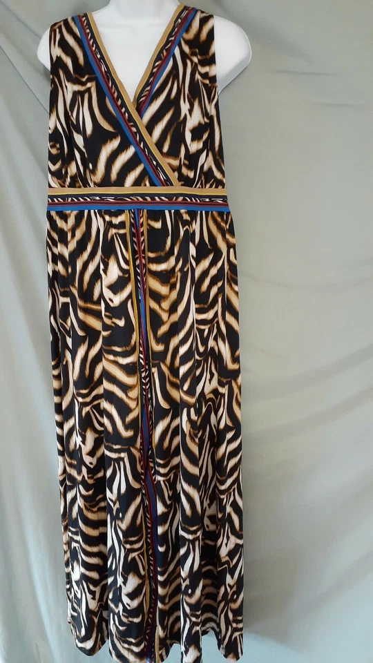 Vestido INC Rojo Azul Negro Marrón Maxi Sin Mangas Plus 2X 50" BUSTO Foto 3 de 4