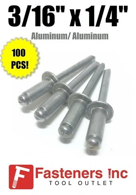 BRIGHTON (QTY 100) 3/16" Dia. x 1/4" Grip Range POP Rivets ALL Aluminium 6-4 ABA64