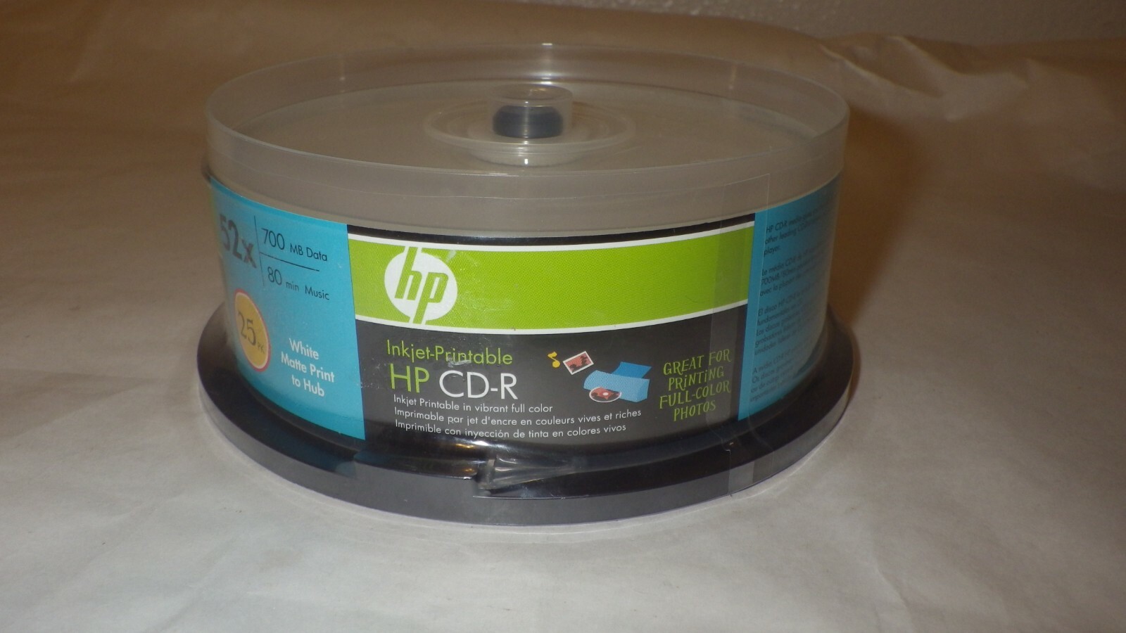 HP Cdr Inkjet Printable Discs 52x 700 MB Data 80 Min Music White Matte
