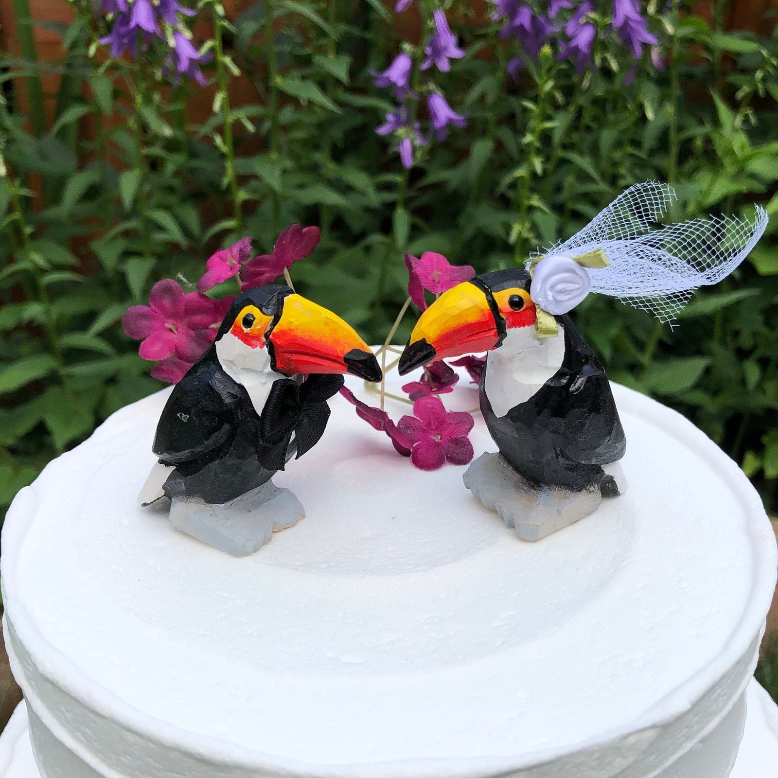 Toucan Cake Top Bride Groom Love Bird Wedding Engage Wood Statue Tropical