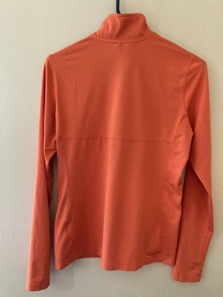Pullover de golf Nike para mujer naranja mediano Dri Fit Tour Performance 1/4 cremallera logotipo Foto 2 de 4