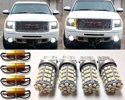 3157 CK Socket 2835 Chip 22-LED White/Amber Switchback Turn Signal Light Bulbs (3157, White