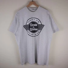 Vintage 90s Steak N' Shake Fast Food Burgers Promo Shirt Gray Adult XL 23x30