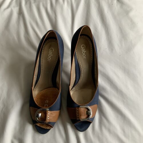 Gabor Stiletto Shoes Blue And Tan Size 7.5 - Zdjęcie 1 z 8