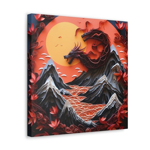 PAPER QUILLING DRAGON and Volcano Canvas Gallery Wraps - Picture 9 of 22