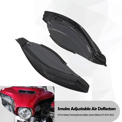 Noir Déflecteur d'air réglable pare-brise à latérales pour Touring Tri Glide 22 - Photo 1/4